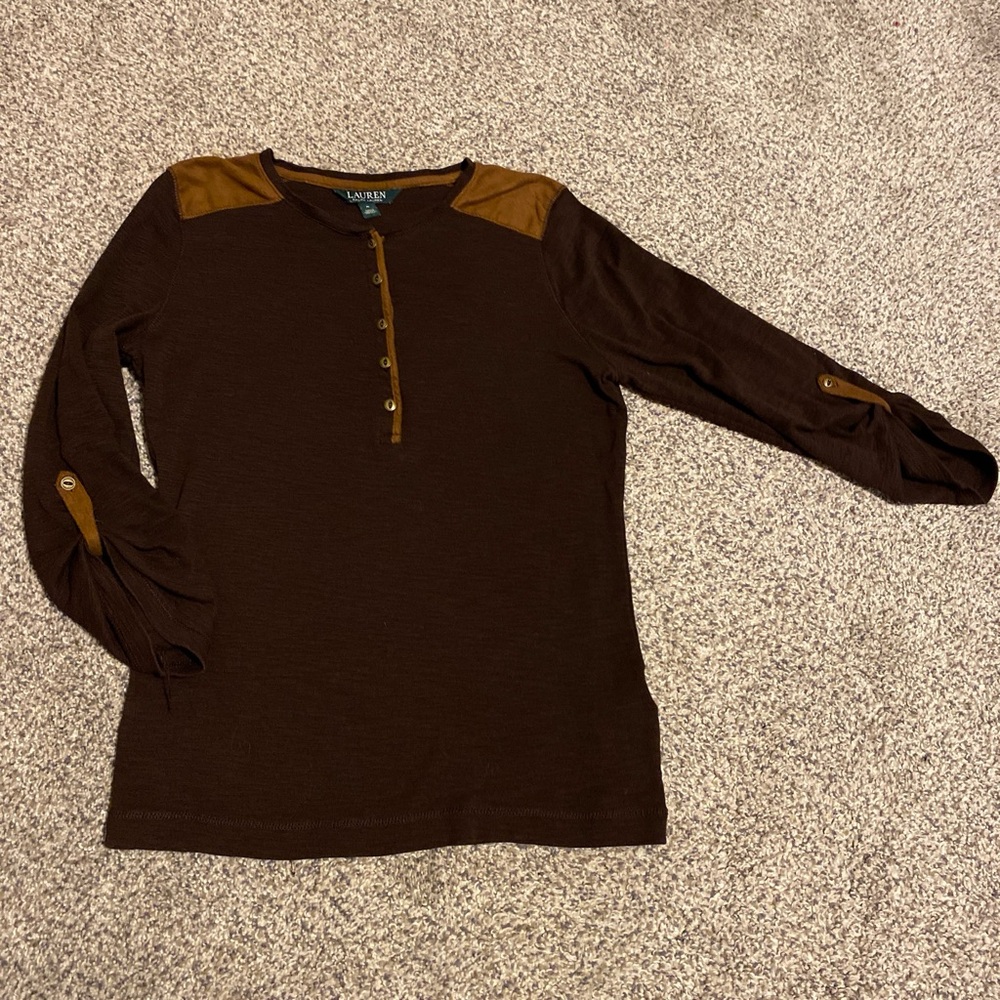 Ralph Lauren Chocolate Henley with Button Detail